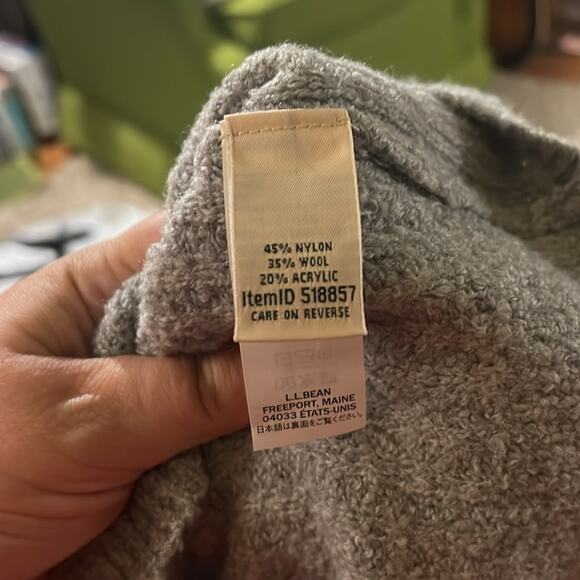 L.L. BEAN  Heather Gray Knit Wool Blend Quarter Zip Sweater 2X - Picture 3 of 5